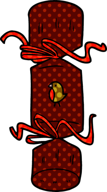 Bir insan tarafından çizilmiş Noel krakeri karikatürü.