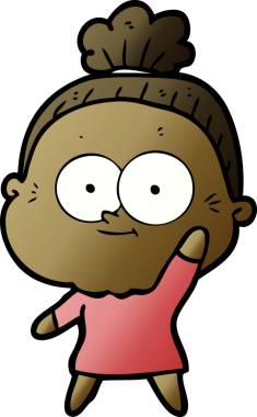 Bir insan tarafından çizilmiş mutlu yaşlı kadın çizgi filmi.