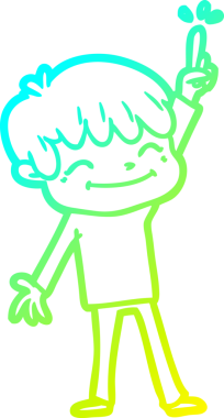 Bir çizgi film karakteri çizen soğuk çizgi bir insan tarafından çizilmiş mutlu çocuk.