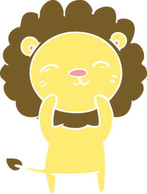 Bir insan tarafından çizilmiş düz renkli çizgi film aslanı