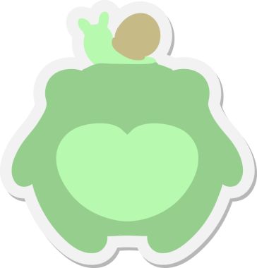 Bir insan tarafından çizilmiş kafasında salyangoz olan bir kurbağa.