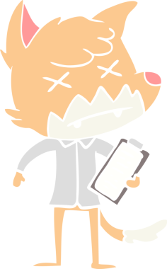 Bir insan tarafından çizilmiş düz renk çizgi film ölü tilki