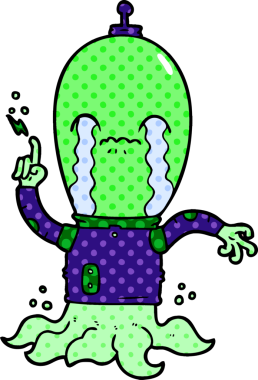 Bir insan tarafından çizilmiş uzaylı çizgi filmi.