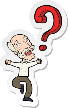 Bir insan tarafından çizilmiş yaşlı bir adamın karikatür çıkartması.