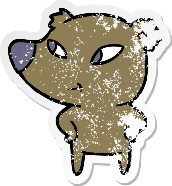 Bir insan tarafından çizilmiş şirin bir ayının sıkıntılı çıkartması.