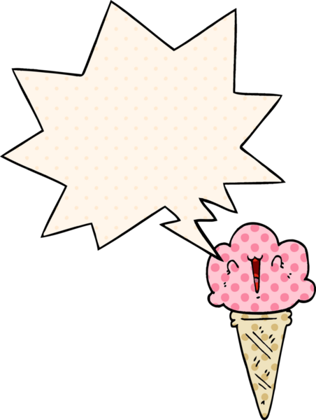 Bir insan tarafından çizilmiş çizgi roman tarzında yüz hatlarıyla çizgi film dondurması.