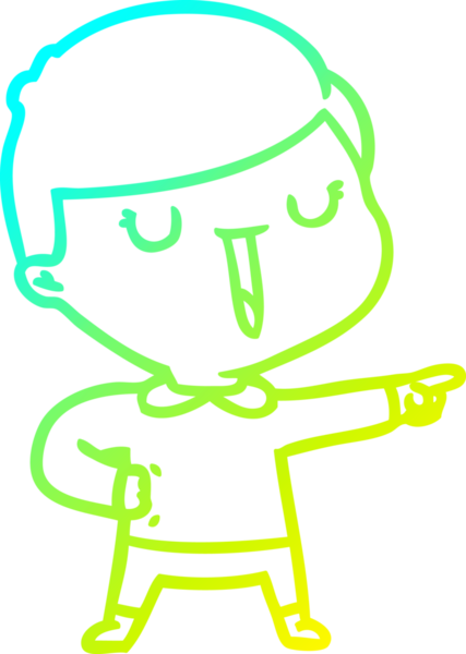 Bir çizgi film karakteri çizen soğuk çizgi bir insan tarafından çizilmiş mutlu çocuk.