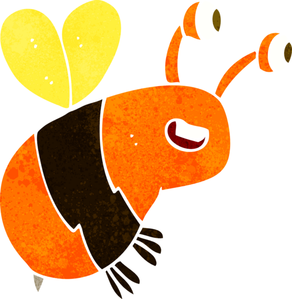 Bir insan tarafından çizilmiş mutlu bir arı.