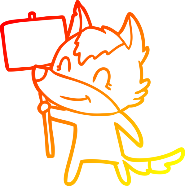 Bir insan tarafından çizilmiş dost canlısı bir kurt çizgi çizimi.