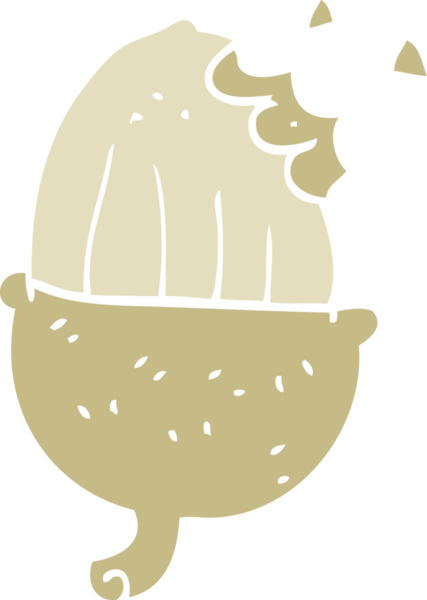 Bir insan tarafından çizilmiş palamutun düz renk çizimi