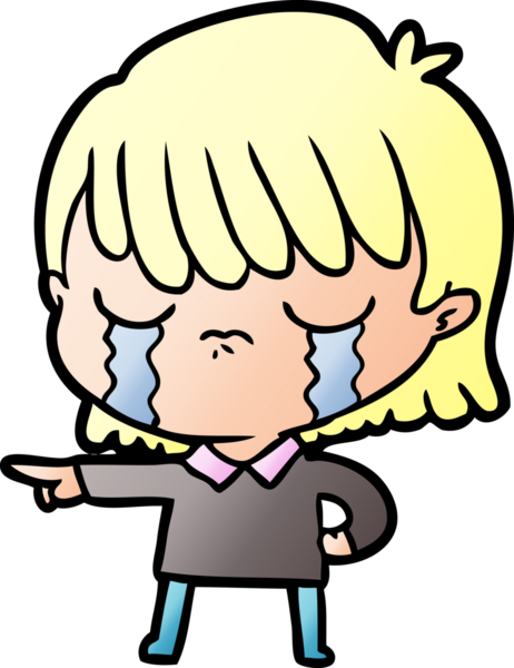 Bir insan tarafından çizilmiş ağlayan çizgi film kadını.