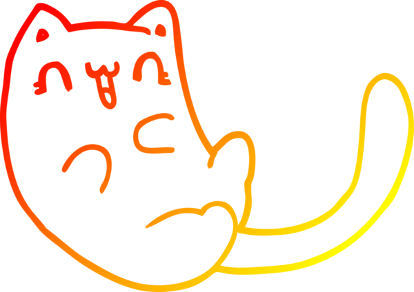 Bir insan tarafından çizilmiş çizgi film kedisinin sıcak çizgi çizimi