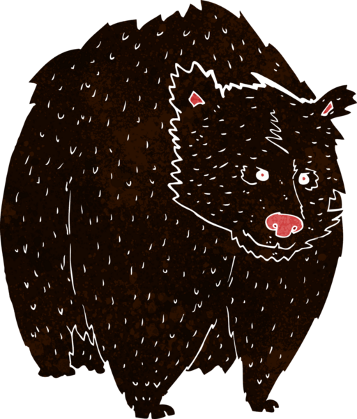 Bir insan tarafından çizilmiş kocaman siyah ayı çizgi filmi.