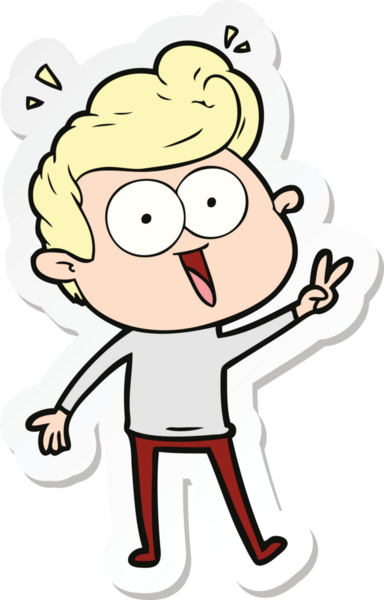 Bir insan tarafından çizilmiş, dik dik bakan bir çizgi film çıkartması.