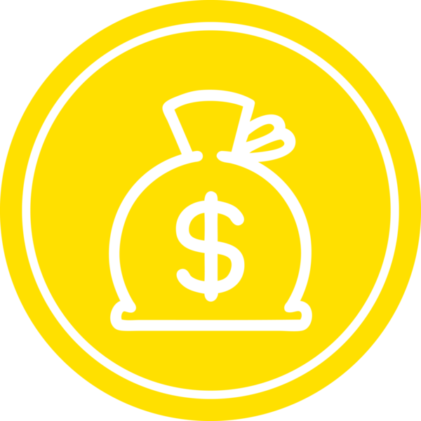 Bir insan tarafından çizilmiş para çuvalı dairesel simge