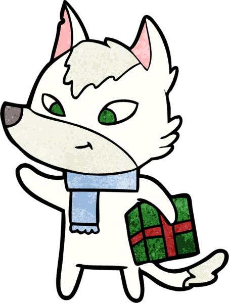 Bir insan tarafından çizilmiş dost canlısı bir Noel Kurdu.