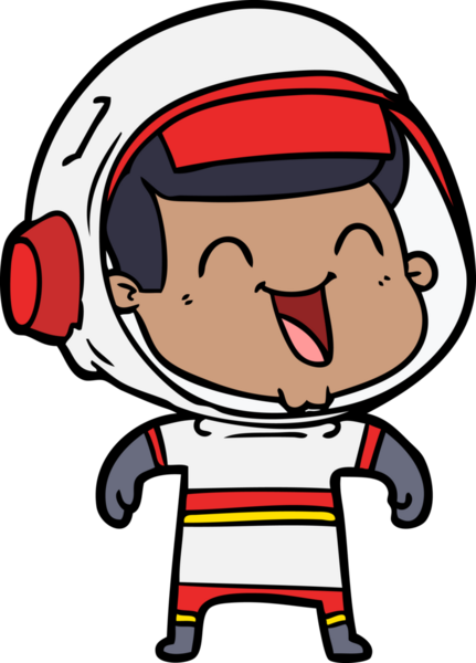 Bir insan tarafından çizilmiş mutlu astronot çizgi filmi.