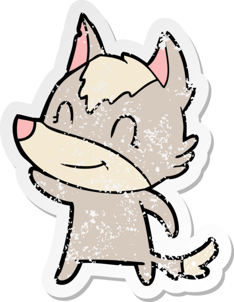 Bir insan tarafından çizilmiş dost canlısı bir kurdun sıkıntılı çıkartması.