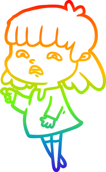 Gökkuşağı gradyan çizimi Bir insan tarafından çizilmiş endişeli bir çizgi kadın