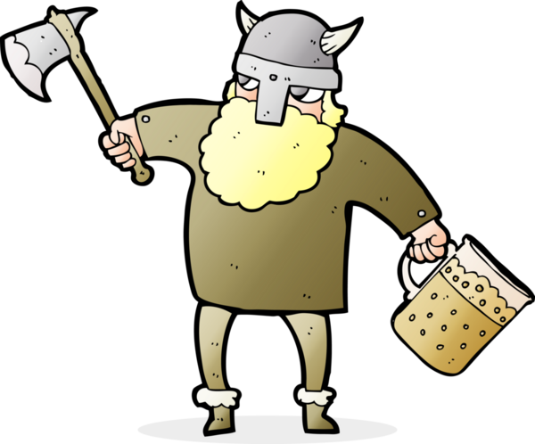 Bir insan tarafından çizilmiş serbest çizim sarhoş Viking çizgi filmi.