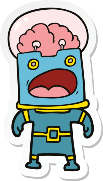 Bir insan tarafından çizilmiş robot karikatür çıkartması.