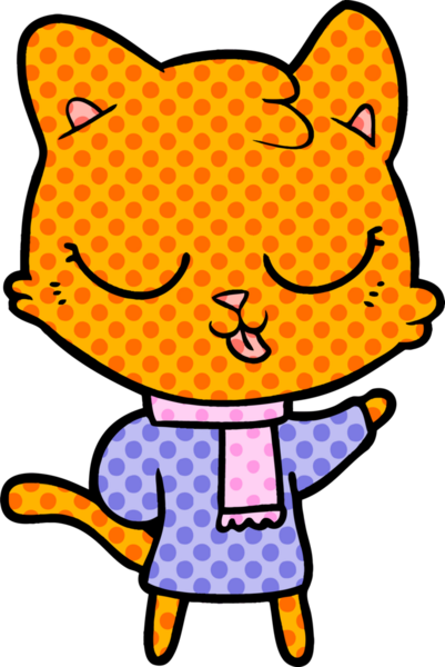 Bir insan tarafından çizilmiş çizgi film kedisi.