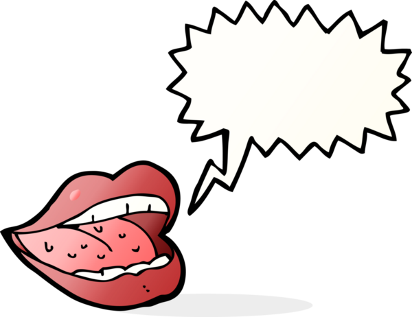 bir insan tarafından çizilmiş konuşma baloncuğu ile gülen ağız