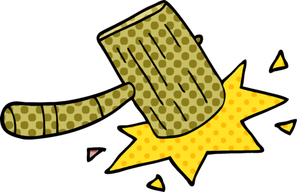 Bir insan tarafından çizilmiş ahşap çekiç.