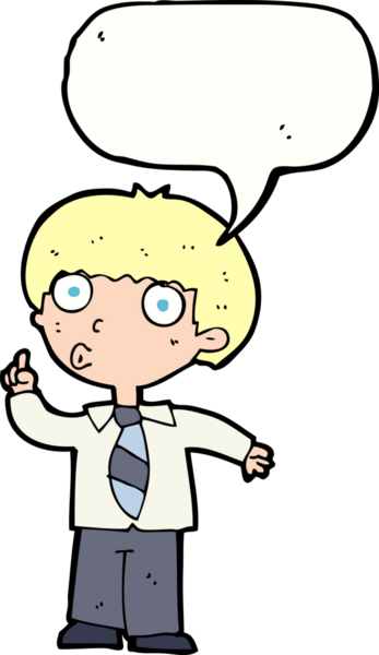 Bir insan tarafından çizilmiş konuşma balonuyla ilgili soru soran çizgi film çocuğu.