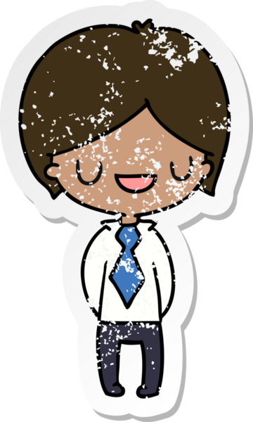 Bir insan tarafından çizilmiş kawaii yakışıklı bir çocuğun sıkıntılı karikatür çizimi