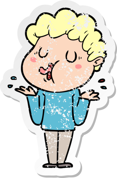 Bir insan tarafından çizilmiş bir çizgi film karakterinin sıkıntılı çıkartması.