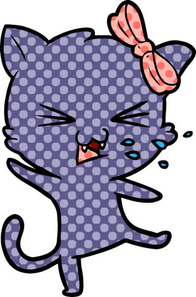 Bir insan tarafından çizilmiş çizgi film kedisi.