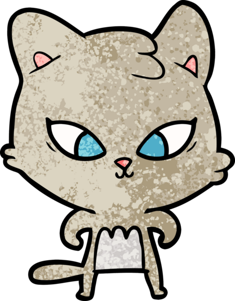 Bir insan tarafından çizilmiş sevimli çizgi film kedisi.