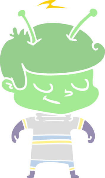 Bir insan tarafından çizilmiş düz renkli çizgi film uzay adamı.