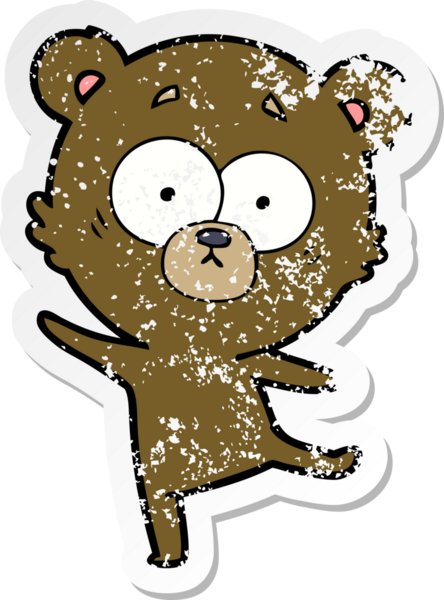 Bir insan tarafından çizilmiş endişeli bir ayı çizgi filminin sıkıntılı çıkartması.