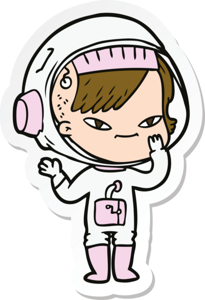 Bir insan tarafından çizilmiş astronot bir kadının çıkartması.