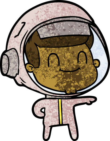 Bir insan tarafından çizilmiş mutlu astronot.