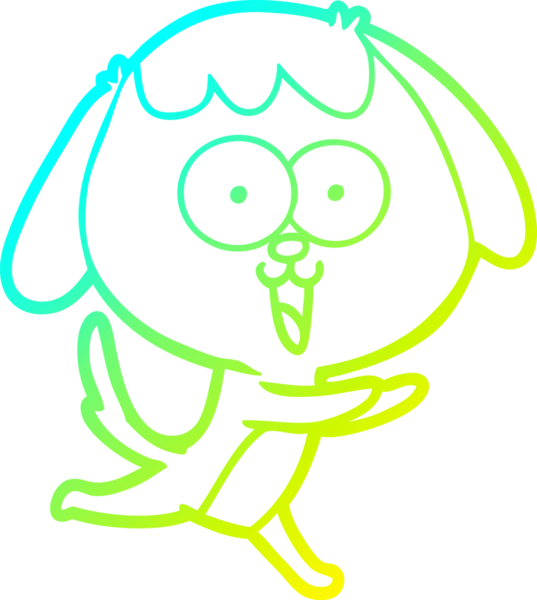 Bir insan tarafından çizilmiş şirin bir çizgi köpeğin soğuk gradyan çizgisi.