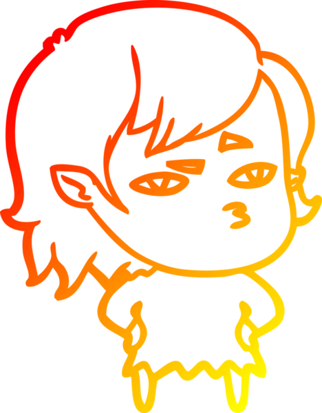 Bir insan tarafından çizilmiş bir vampir kız çizgi çizimi.