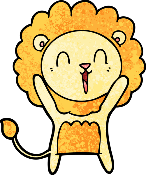Bir insan tarafından çizilmiş gülen aslan çizgi filmi.