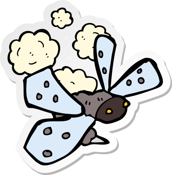 Bir insan tarafından çizilmiş bir karikatür böceğinin etiketi