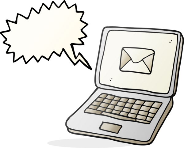 Bir insan tarafından ekrana çizilmiş mesaj sembollü serbest konuşma balonu dizüstü bilgisayarı