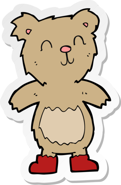 Bir insan tarafından çizilmiş oyuncak ayının çıkartması.