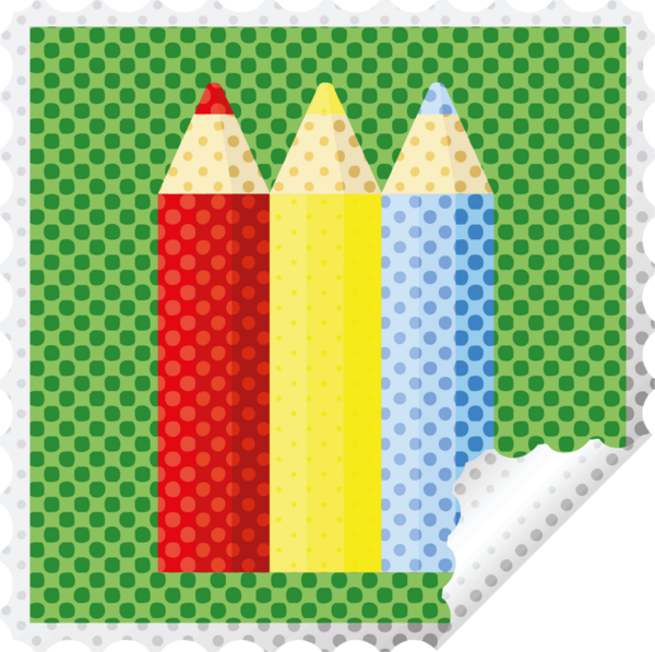 bir insan tarafından çizilmiş renkli kalemler grafiksel kare çıkartma damgası