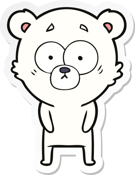 Bir insan tarafından çizilmiş şaşırmış bir kutup ayısının çıkartması.