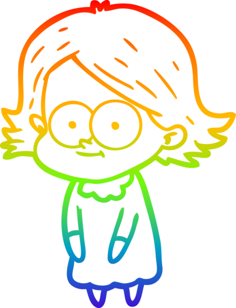 gökkuşağı gradyan çizimi mutlu bir çizgi film kızı bir insan tarafından çizildi