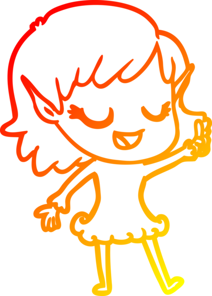 Bir insan tarafından çizilmiş mutlu bir elf kızı çizimi.