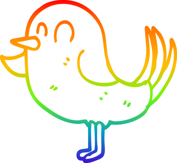 Gökkuşağı gradyan çizgi çizimi bir insan tarafından çizilmiş bahçe kuşu