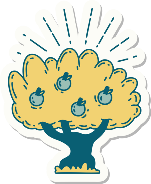 Bir insan tarafından çizilmiş dövme stili elma ağacının çıkartması.