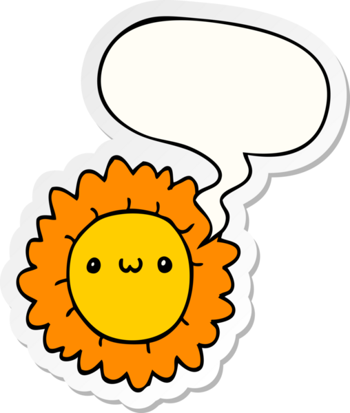 Bir insan tarafından çizilmiş baloncuk çıkartmalı karikatür çiçeği.